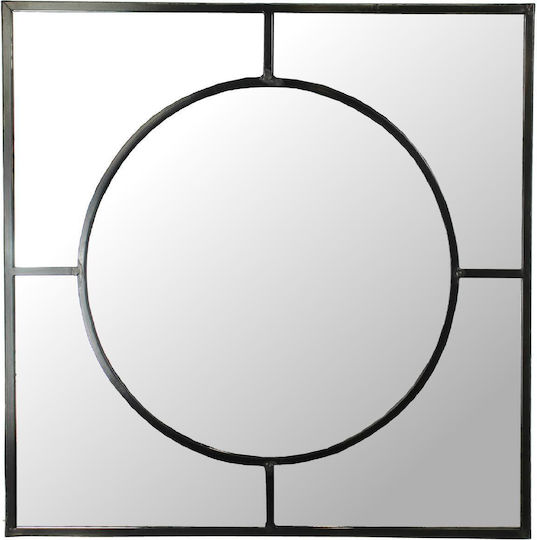 Zaros Wall Mirror with Black Metallic Frame 77x77cm 1pcs