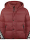 Kinder Steppjacke Kurz mit Futter & Kapuze Burgundisch