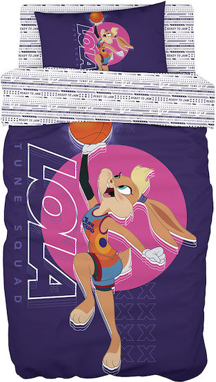Beauty Home Подредба Детско Единично Одеяло с Калъфка за Възглавница Space Jam Lola Принт 160x240см