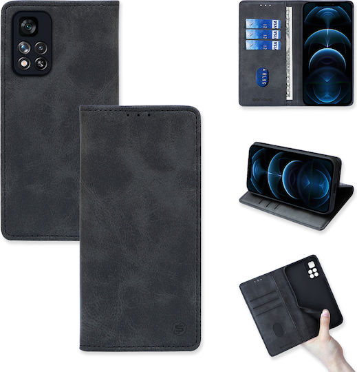 Sonique Vintage Wallet Δερματίνης Μαύρο (Redmi Note 11 Pro+ 5G)