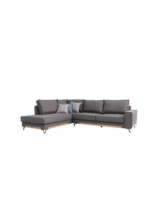 Phoenix Corner Fabric Sofa with Left Corner Γκρι 280x220cm