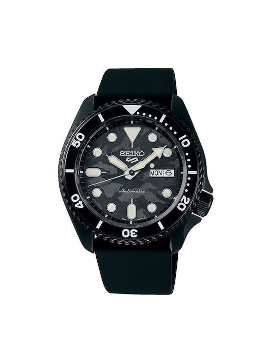 Seiko Watch Chronograph Automatic with Black Leather Strap