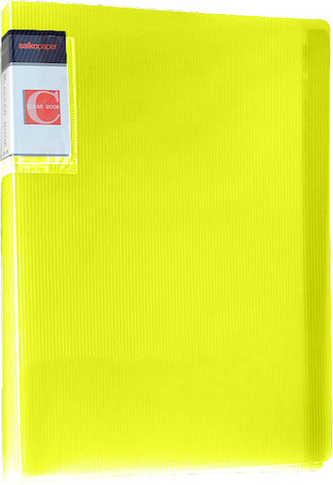 Salko Paper Clipboard Flexible with 80 plastic sleeves Slides for Paper A4 Yellow 1pcs