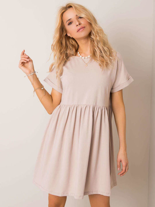 Rue Paris Sommer Mini Kleid Beige