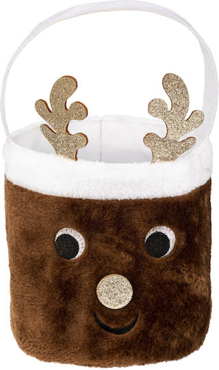 A-S Deer Christmas Bread Basket Plastic Brown D20cm.