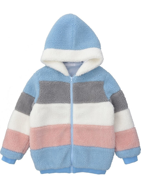 Kinderstrickjacke Pelz mit Kapuze Hellblau