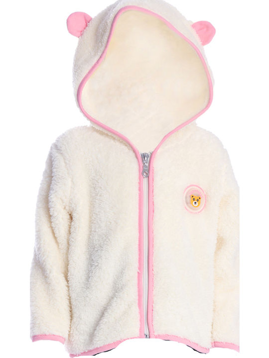 Kids Cardigan Cotton with Hood White