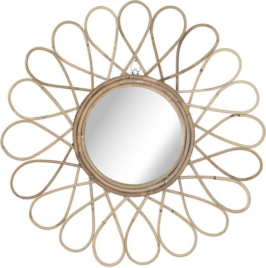 Synchronia Wandspiegel mit Braun Rattan Rahmen Durchmesser 47cm 1Stück