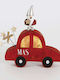 Aca Illuminated Christmas Wooden Figure Car Red Height 15.5cm