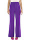 Women's Fabric Trousers Flared Regular Fit Purple