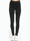 Frauen Lang Leggings Hochgeschnitten Fleece-Beschichtung Schwarz