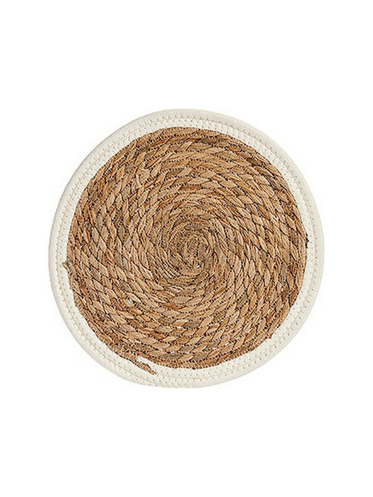 BigBuy Placemat Round Wicker Λευκό 30cm 1pcs
