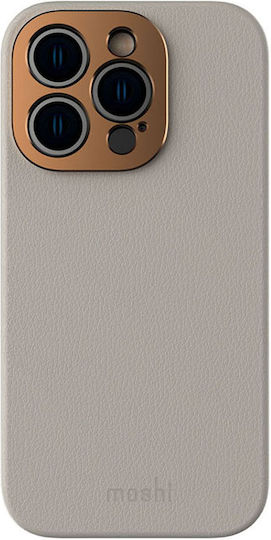 Moshi Napa Slim MagSafe Umschlag Rückseite Synthetisches Leder Serene Gray (iPhone 14 Pro Max)