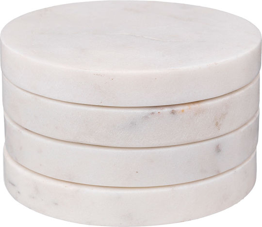 Atmosphera Round Stone White Coasters 10cm 4pcs Atmosphera Round Stone White Coasters 10cm 4pcs