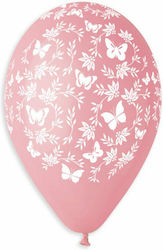 Balloon Latex Pink Πεταλούδες & Φύλλα 33cm