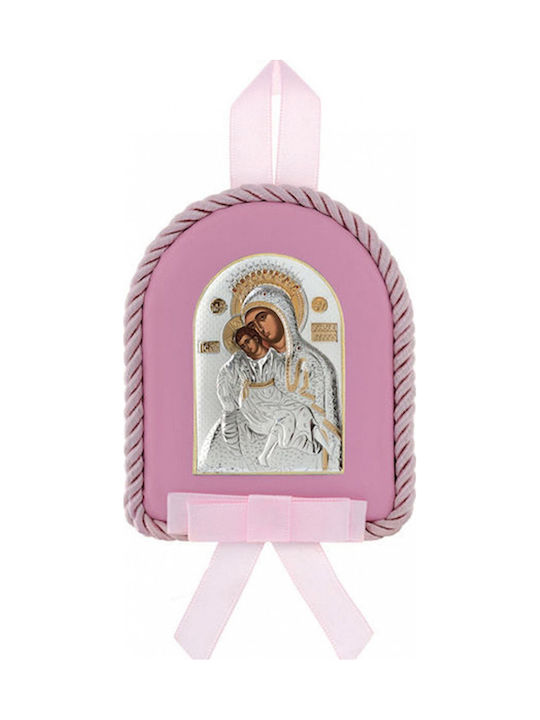 Prince Silvero Saint Icon with the Virgin Mary Silver Prince Silvero Saint Icon with the Virgin Mary Silver