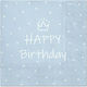 Happy Birthday Krone Servietten Hellblaue 33x33cm 20Stück