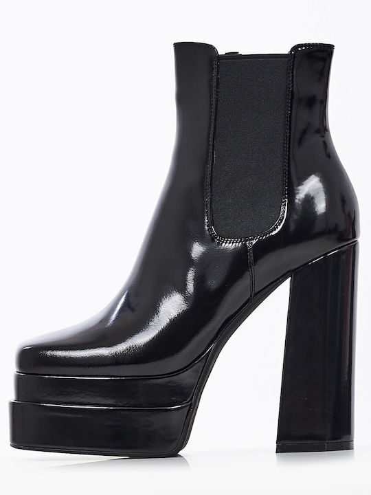 Kickin Leather Women's Chelsea Boots with High Heel Black