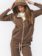 Women's Sweatshirt Jacket Hooded Brown