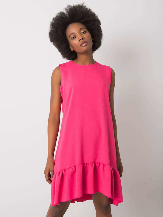 Rue Paris Summer Mini Dress with Ruffle Pink