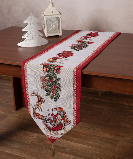Silk Fashion Christmas Tablecloth Runner Fabric Multicolour L175xW35cm.
