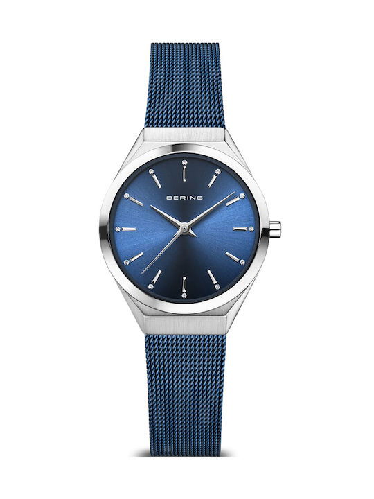 Bering Time Ultra Slim Uhr mit Blau Metallarmband