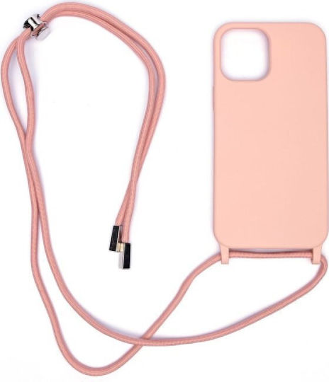 Senso Color Cord Back Cover Silicon cu Curea Roz (iPhone 14 Plus)