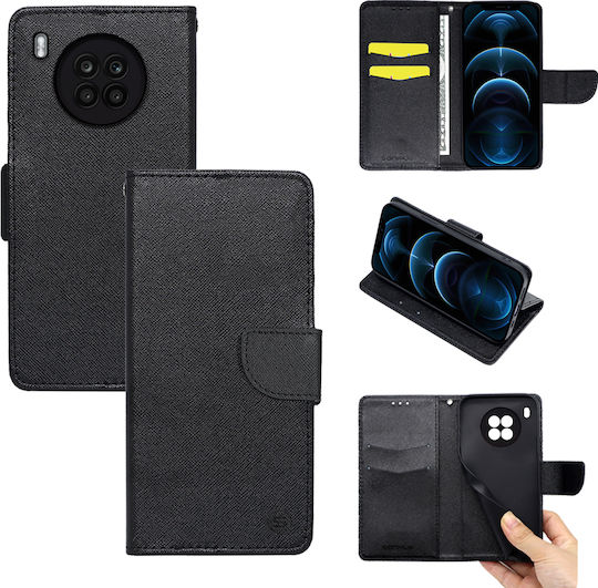 Sonique Trend Wallet Synthetic Leather Black (Huawei Nova 8i / Honor 50 Lite)