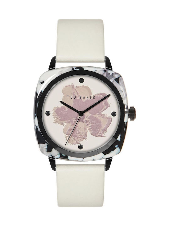 Ted Baker Elsiee Acetate Γυναικείο Ρολόι 40mm Μπαταρίας με Λευκό Δερμάτινο Λουράκι