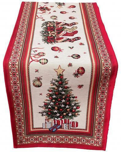 Linea Home Коледно Покривка за маса Тичър Червен Д140xШ45см.