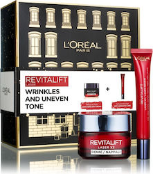 L'Oreal Paris Women's Αnti-ageing Cosmetic Set Revitalift Laser Wrinkles and Uneven Tone Suitable for All Skin Types with Face Cleanser / Eye Cream 65ml