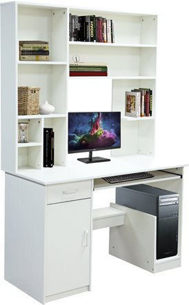 Computer Büro Status Holz mit Bücherregal Weiß 120x55x182cm
