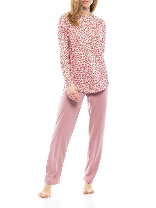 Pink Label Winter Women's Pyjama Set Cotton Animal Pink