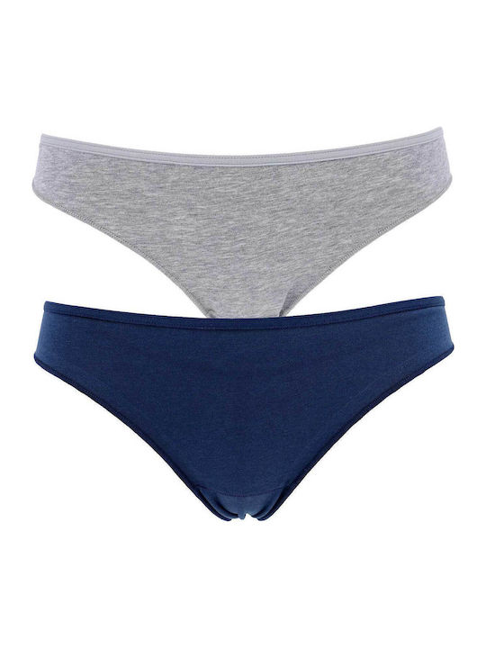 Essentials Smart Βαμβακερά Γυναικεία Brazil 2Pack με Δαντέλα Grey/Navy