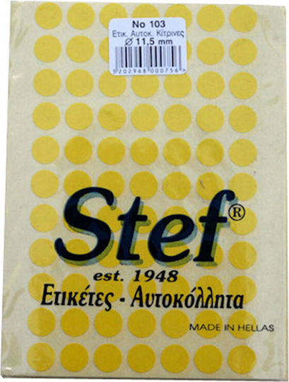 Stef Labels 40τμχ Αυτοκόλλητες Ετικέτες No 103 Στρογγυλές σε Κίτρινο Χρώμα 11.5mm
