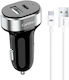 Earldom ES-CC14 Auto-Ladegerät mit Anschlüssen: 1xUSB 1xType-C mit Kabel Typ-C,TC-TC Schwarz Farbe