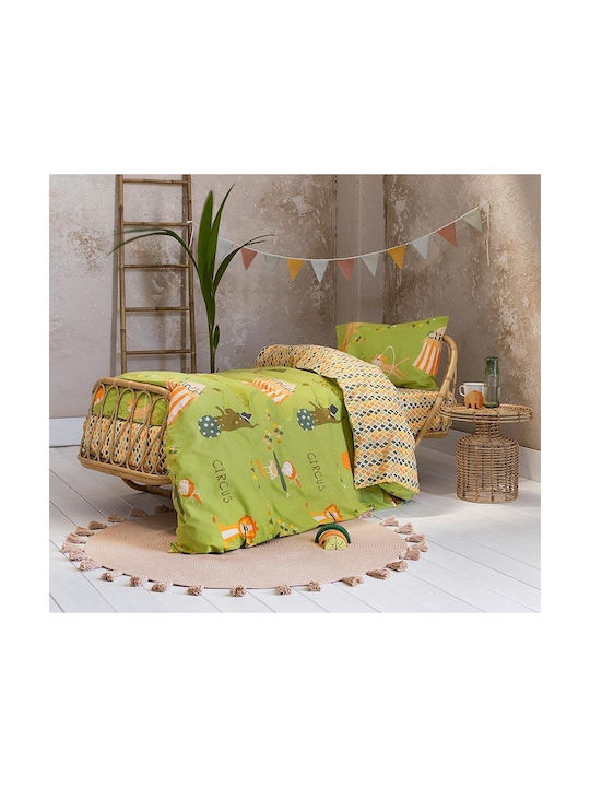 Nima Circus Set Kids Duvet Cover Single with Pillowcase Cotton Green 160x240cm 30914