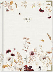 adBook Grace Autumn Flowers Ημερήσια Ατζέντα 2024 14x21cm B