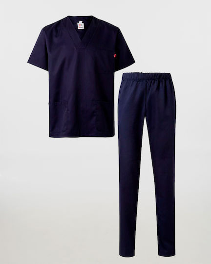 Velilla Unisex Σετ Ιατρικό Παντελόνι και Μπλούζα Navy Μπλε από Βαμβάκι και Πολυεστέρα