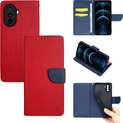 Sonique Trend Portofel Piele artificială Red / Dark Blue (Huawei Nova Y70)