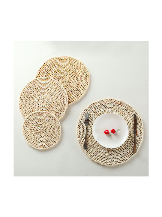 Lalos Placemat Round Wicker Beige 35cm LAL- 1pcs