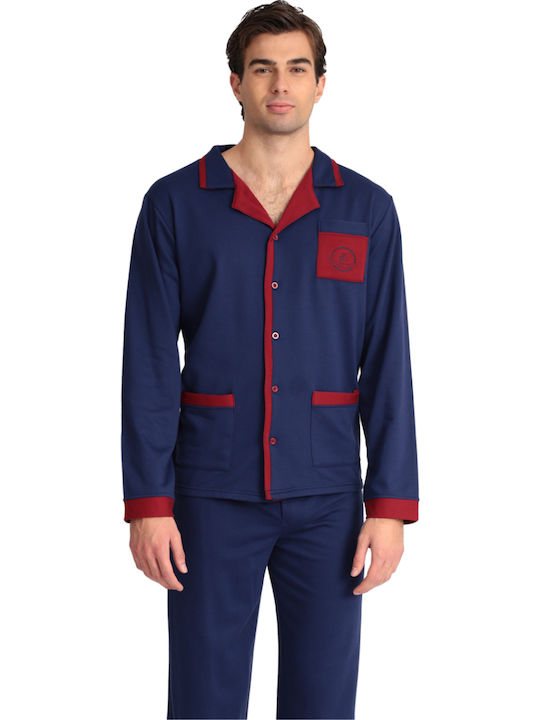 Uomo Men's Winter Pajamas Set Navy Blue