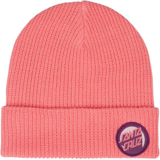 Beanie Männer Beanie mit Rippstrick in Rosa Farbe SCA-BNE-0276