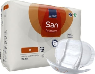 Abena San Premium No8 Unisex Inkontinenz-Pads Erhöhte Flüssigkeit 8 Tropfen 22Stück