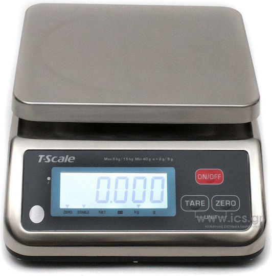 ICS T-Scale Elektronisch mit einer Wiegekapazität von 6kg und einer Unterteilung von 2gr