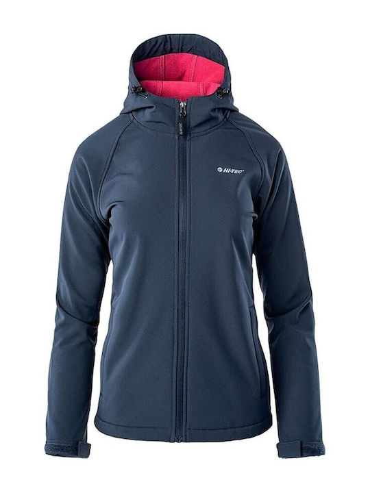 Hi-Tec Lady Neti Women's Short Sports Jacket Waterproof and Windproof for Winter with Hood Navy Blue