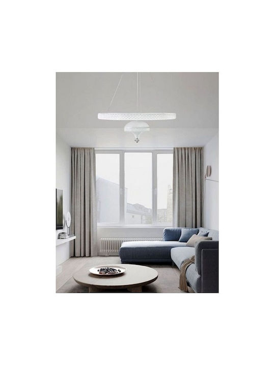 Pendant Light White with Crystals 45x120cm