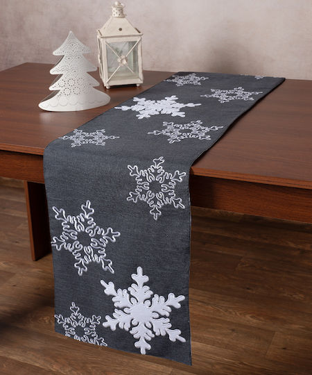 Silk Fashion Christmas Tablecloth Runner Fabric Gray L170xW35cm.