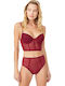 Cansoy Lace Underwear Set with Bra & Brazil Burgundy Perla