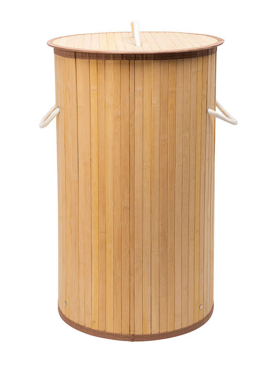 Estia Essentials Laundry Basket Bamboo Folding with Cap 36x36x66cm Beige